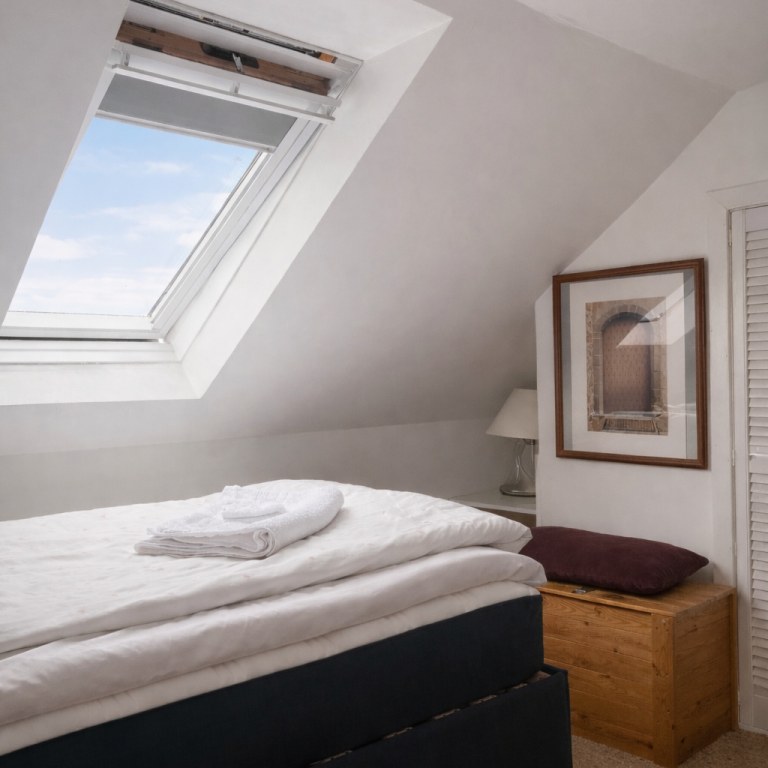 Bedroom with a box-spring-bed